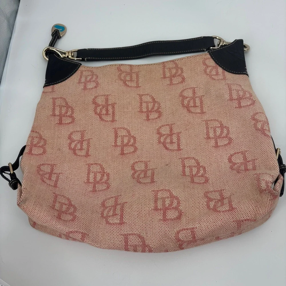 Pink jacquard tote purse Dooney & bourke duck charm monogram quiet luxury preppy